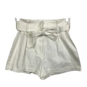 NWT Sadie & Sage Shorts Women Sz S White Twill Cotton Stretch‎ Belted Paperbag